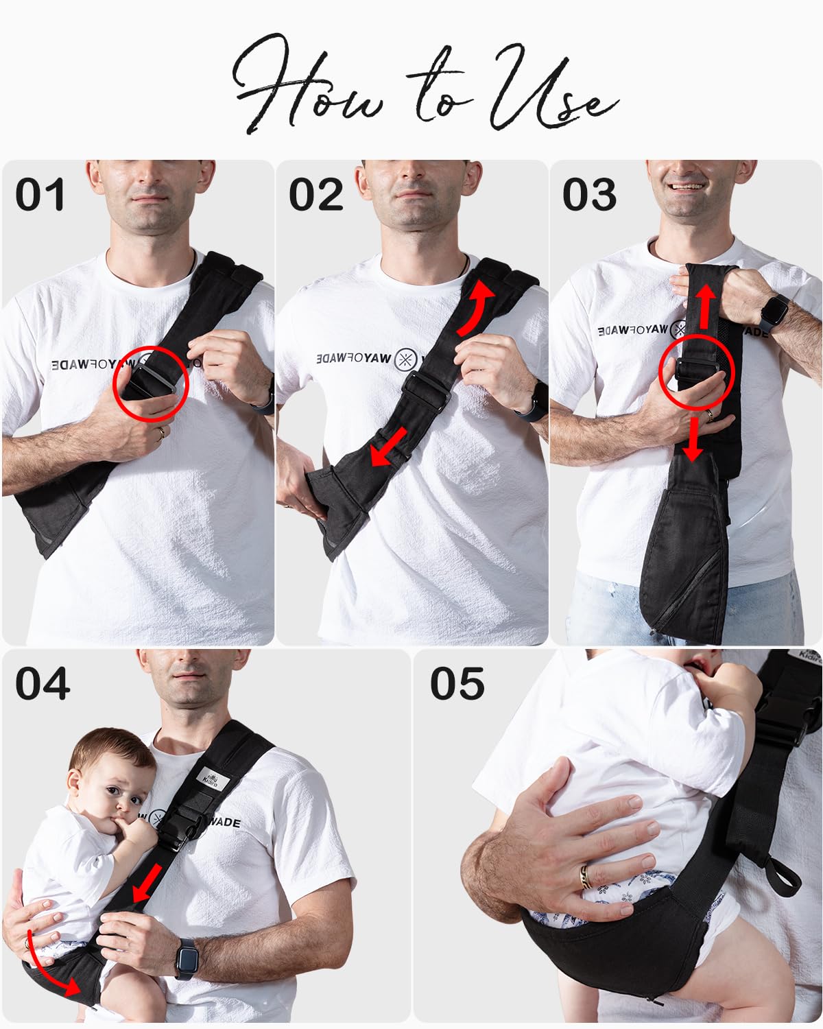 Baby Carrier, KIDIRA Toddler Sling with Adjustable Padded Shoulder Strap, Campact Non-Slip Hip Seat for Newborn to Toddler(8-50 lbs)
