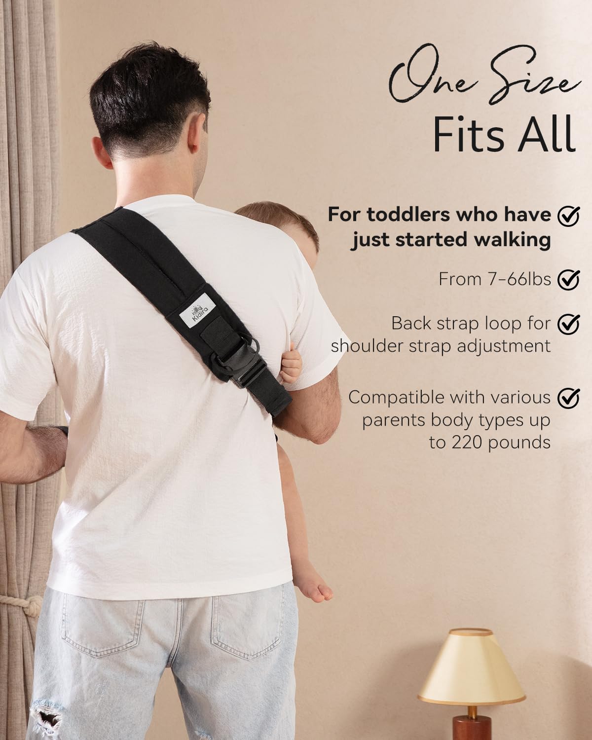Baby Carrier, KIDIRA Toddler Sling with Adjustable Padded Shoulder Strap, Campact Non-Slip Hip Seat for Newborn to Toddler(8-50 lbs)