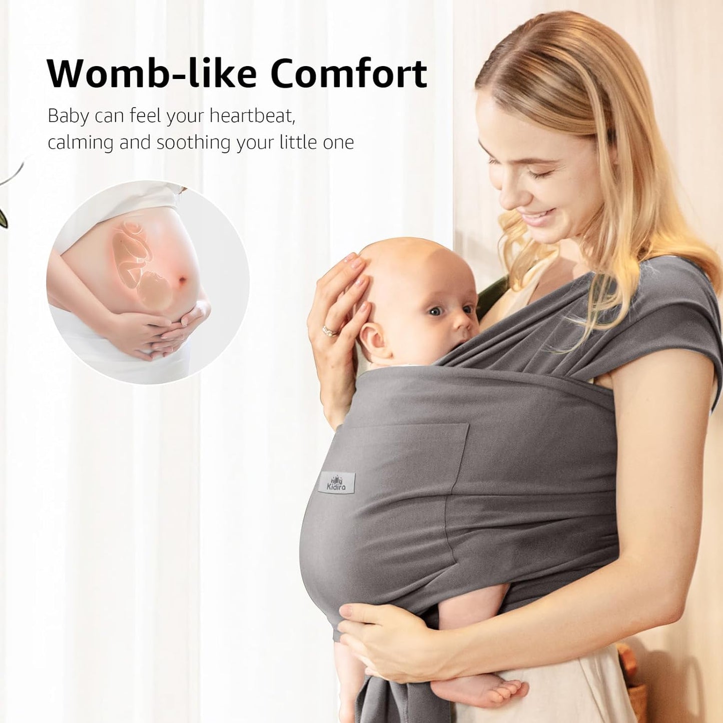 KIDIRA Baby Wraps Carrier Newborn to Toddler - Baby Sling Hands-Free Baby Carrier Wrap - Infant Carrier wrap - Adjustable Baby Slings Carrier for Newborn 7 to 35 lbs