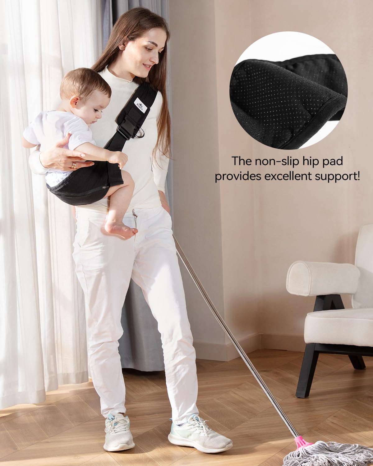 Baby Carrier, KIDIRA Toddler Sling with Adjustable Padded Shoulder Strap, Campact Non-Slip Hip Seat for Newborn to Toddler(8-50 lbs)