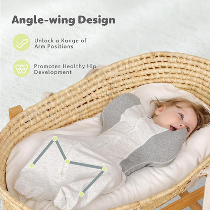 Swaddle for Newborns, 100% Cotton Baby Swaddles 0-3 Months 5-13 lb, Arms Up Swaddle Sleep Sack 0-3 Months with Moisture-Wicking Fabric, Promotes Healthy Hip Development, 2-Way Zipper & Foot Buttons